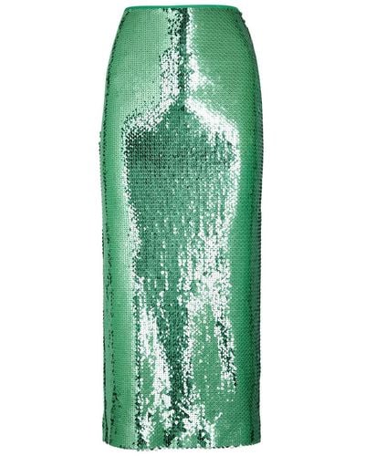 David Koma Sequin-Embellished Midi Skirt - Green