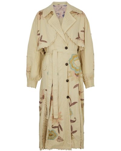 Free People Forget Me Not Linen-blend Trench Coat - Natural