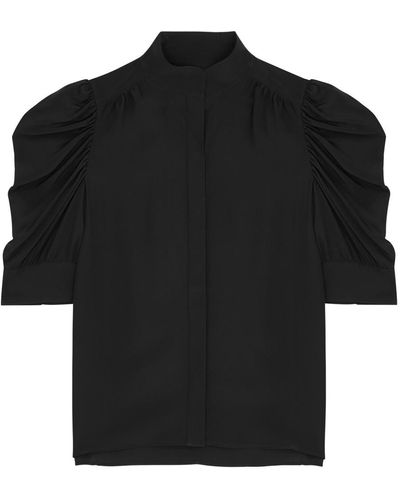 FRAME Gillian Puff-Sleeve Silk-Chiffon Blouse - Black