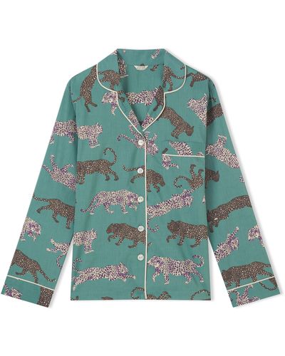 Jigsaw Leopard Cotton Modal Pyjama - Green