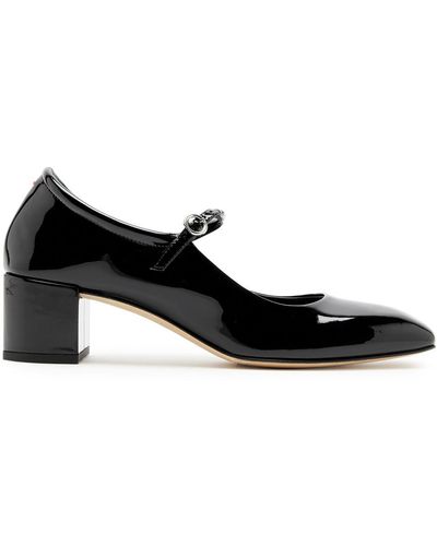 Aeyde Aline Mary Jane 45 Patent Leather Court Shoes - Black