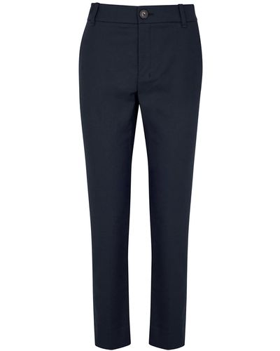 Vince Tapered Cotton-Blend Trousers - Blue