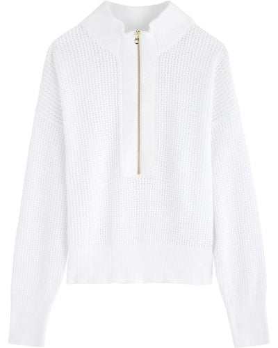 Varley Aurora Open-Knit Half-Zip Sweater - White