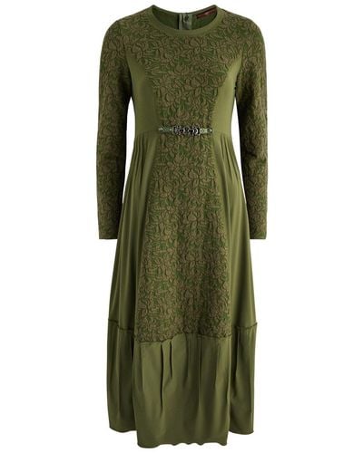 High Flourish Floral-Jacquard Stretch-Jersey Midi Dress - Green