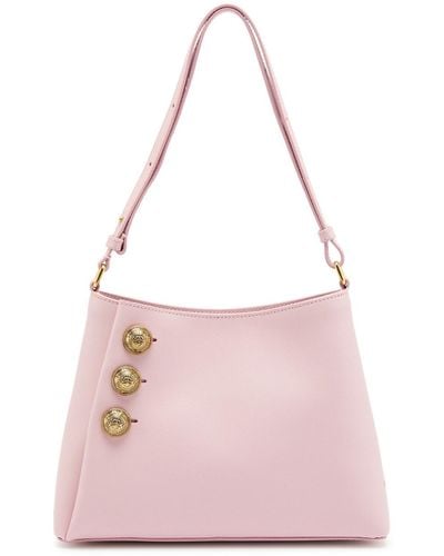Balmain Emblème Leather Shoulder Bag - Pink