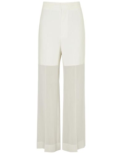 Victoria Beckham Panelled Straight-Leg Woven Trousers - White