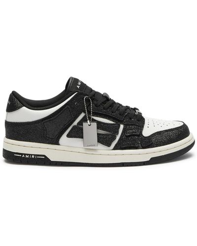 Amiri Skel Glitter-embellished Leather Low-top Sneakers - Black