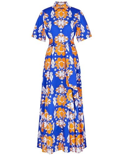 Borgo De Nor Posie Printed Cotton Maxi Dress - Blue