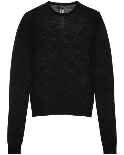 Rick Owens Maglia Fine-Knit Wool Sweater - Black