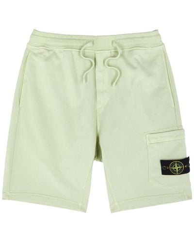 Stone Island Logo Cotton Shorts - Green