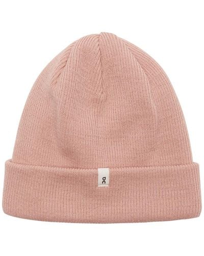 On Shoes On Ribbed Wool Beanie - Pink