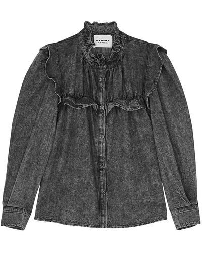 Isabel Marant Isabel Marant Étoile Idety Ruffle-trimmed Cotton Shirt - Black