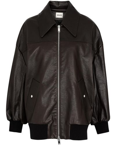 Khaite Ziggy Studded Oversized Leather Bomber Jacket