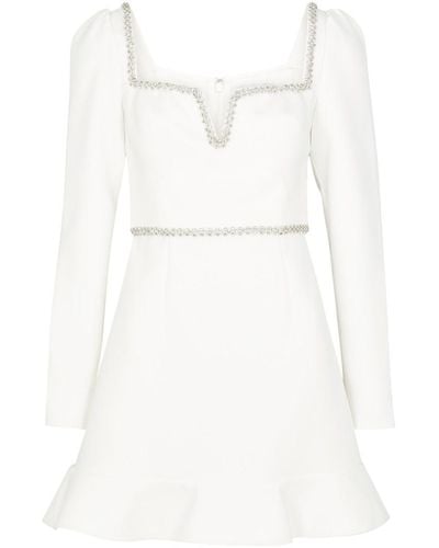 Self-Portrait Crystal And Bead-Embellished Mini Dress - White