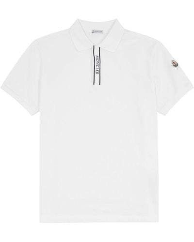 Moncler Logo Piqué Cotton Polo Shirt - White