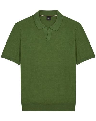 BOSS Tempio Cotton-Blend Polo Shirt - Green