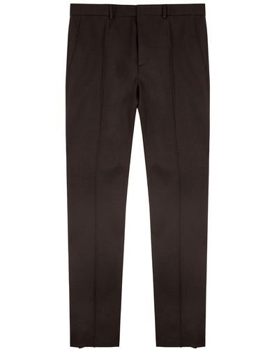 Valentino Dark Straight-leg Wool Trousers - Brown
