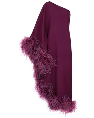 ‎Taller Marmo Ubud Feather-trimmed Crepe Maxi Dress - Purple