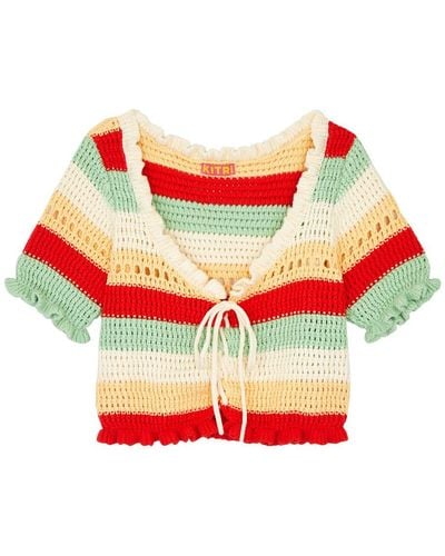 Kitri Ally Striped Crochet-knit Top - Multicolour