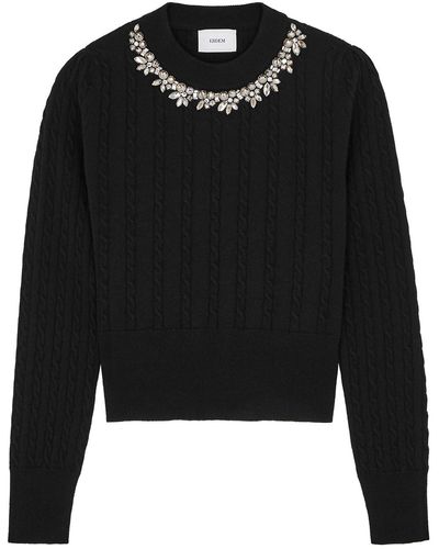 Erdem Dorina Embellished Wool-blend Sweater - Black