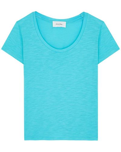 American Vintage Jacksonville Slubbed Cotton-blend T-shirt - Blue