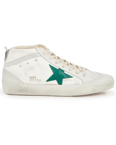 Golden Goose Old School Distressed Leather Sneakers - White