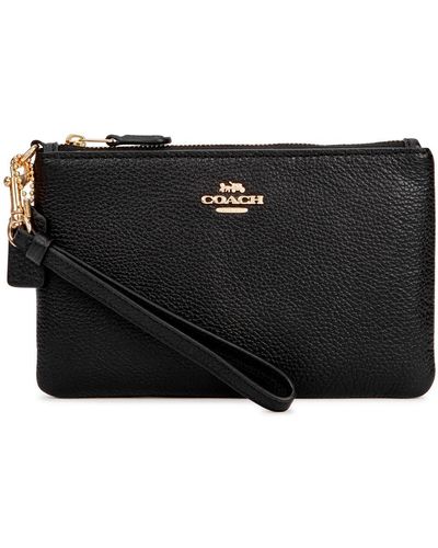 COACH Grained Leather Pouch - Black