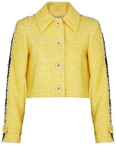 Alice + Olivia Tammy Striped Tweed Jacket - Yellow