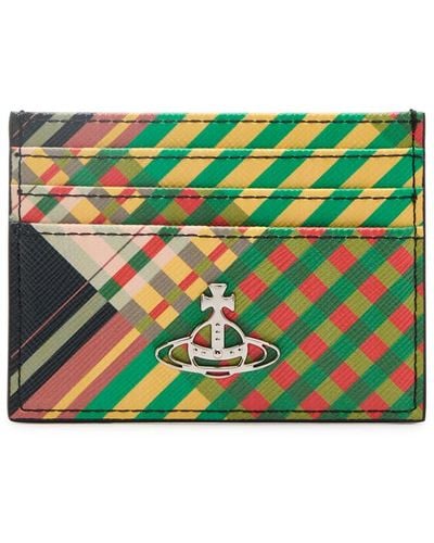 Vivienne Westwood Tartan Leather Card Holder - Green