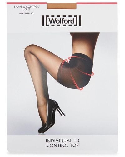 Wolford Individual Control-Top 10 Denier Tights - White