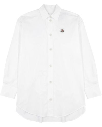 Moncler Logo Stretch-cotton Poplin Shirt - White