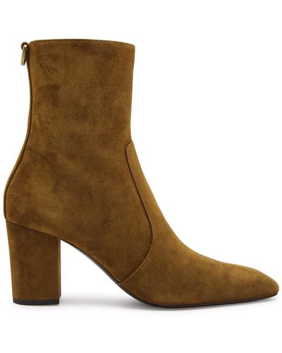 Saint Laurent Betty 70 Suede Ankle Boots - Brown