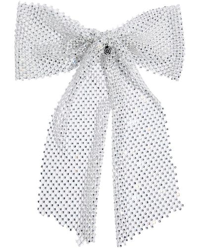 Maison Michel Wicole Crystal-embellished Bow Hair Clip - White