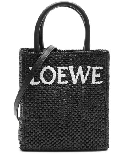 Loewe Standard A5 Woven Raffia Tote - Black
