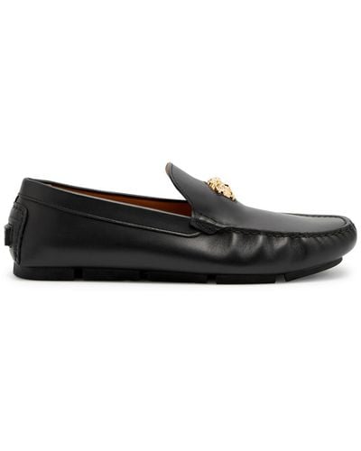 Versace La Medusa Leather Loafers - Black