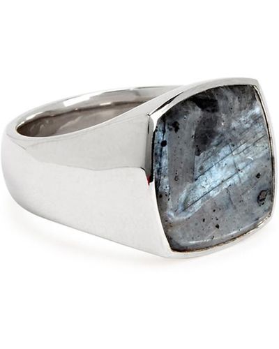 Tom Wood Cushion Larvikite Sterling Ring - Grey