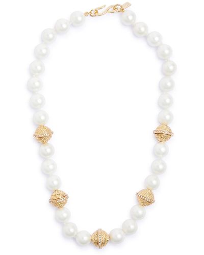 Kenneth Jay Lane Faux Beaded Necklace - White