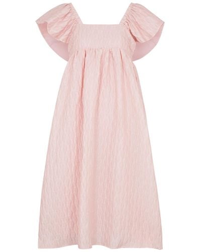 Sister Jane Maude Angel Floral Cloqué Midi Dress - Pink