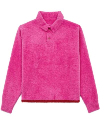 Jacquemus Brushed-knit Polo Jumper - Pink