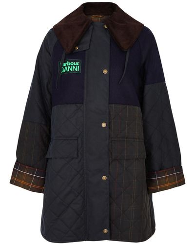 Barbour X Ganni Burghley Panelled Waxed Jacket - Black