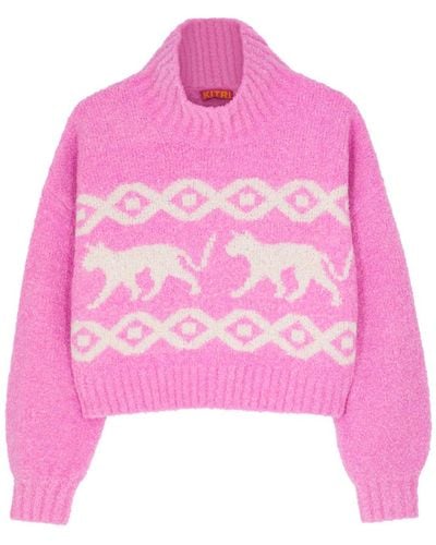 Kitri Yara Bouclé-knit Sweater - Pink