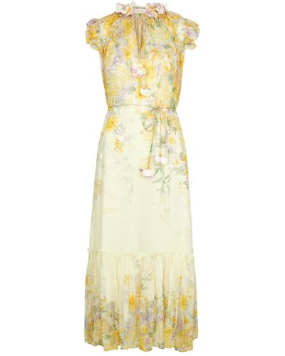 Zimmermann Harmony Floral-Print Georgette Midi Dress - Yellow