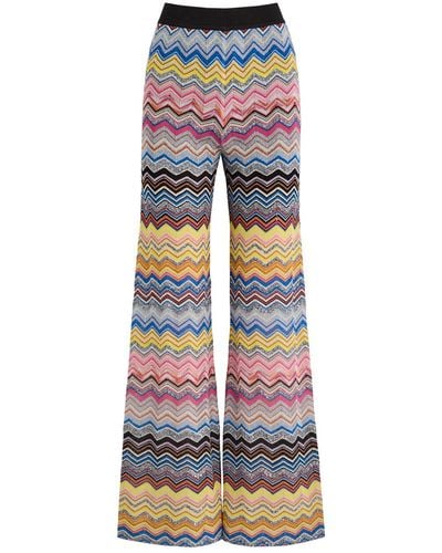 Missoni Zigzag Embellished Metallic Knitted Trousers - Multicolour