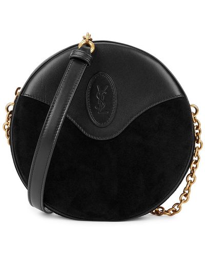 Saint Laurent Disco Leather And Suede Cross-body Bag - Black