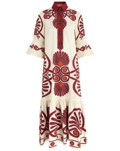 La DoubleJ Artemis Printed Cotton-Poplin Maxi Dress - Red