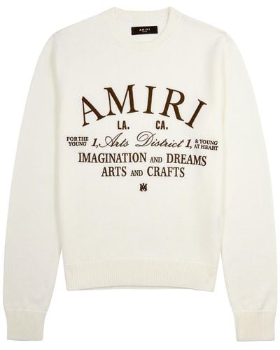 Amiri Arts District Logo-embroidered Wool Sweater - White