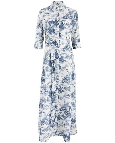 Evi Grintela Valerie Printed Linen-Blend Maxi Dress - Blue