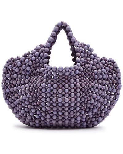 Aranaz Lagrima Beaded Top Handle Bag - Purple
