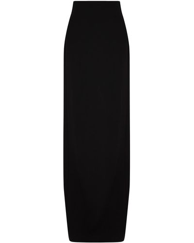 Saint Laurent Yves Wool Maxi Skirt - Black