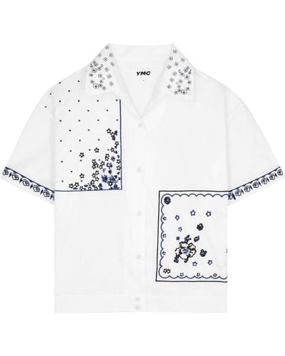 YMC Wanda Embroidered Cotton-Poplin Shirt - White